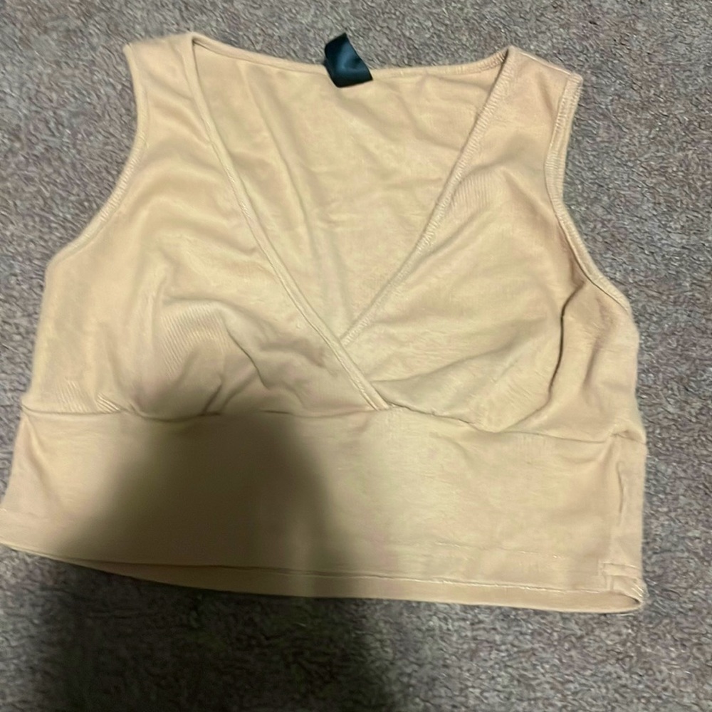 Tan criss cross cropped tank